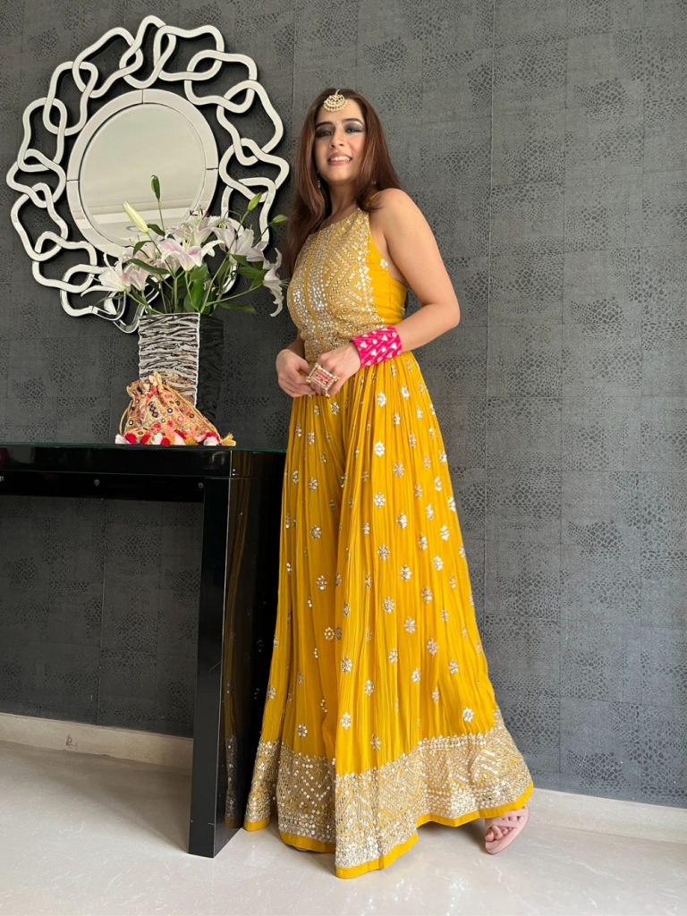 Yellow Color Rayon Cotton Silk Designer Fancy Gown