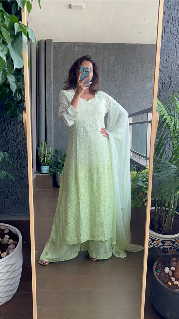 Light Green Color Chikankari Salwar For Girls