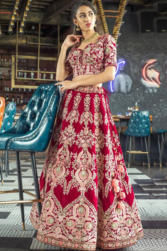 Heavy Designer Beautiful Red Party Lehenga Gown Collection