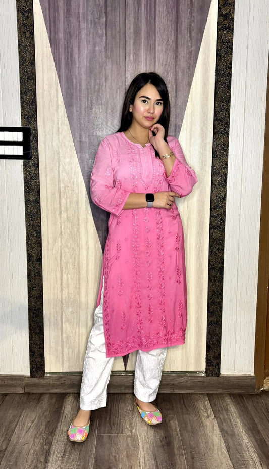 Celestial Pink Color Designer Chikankari Kurta