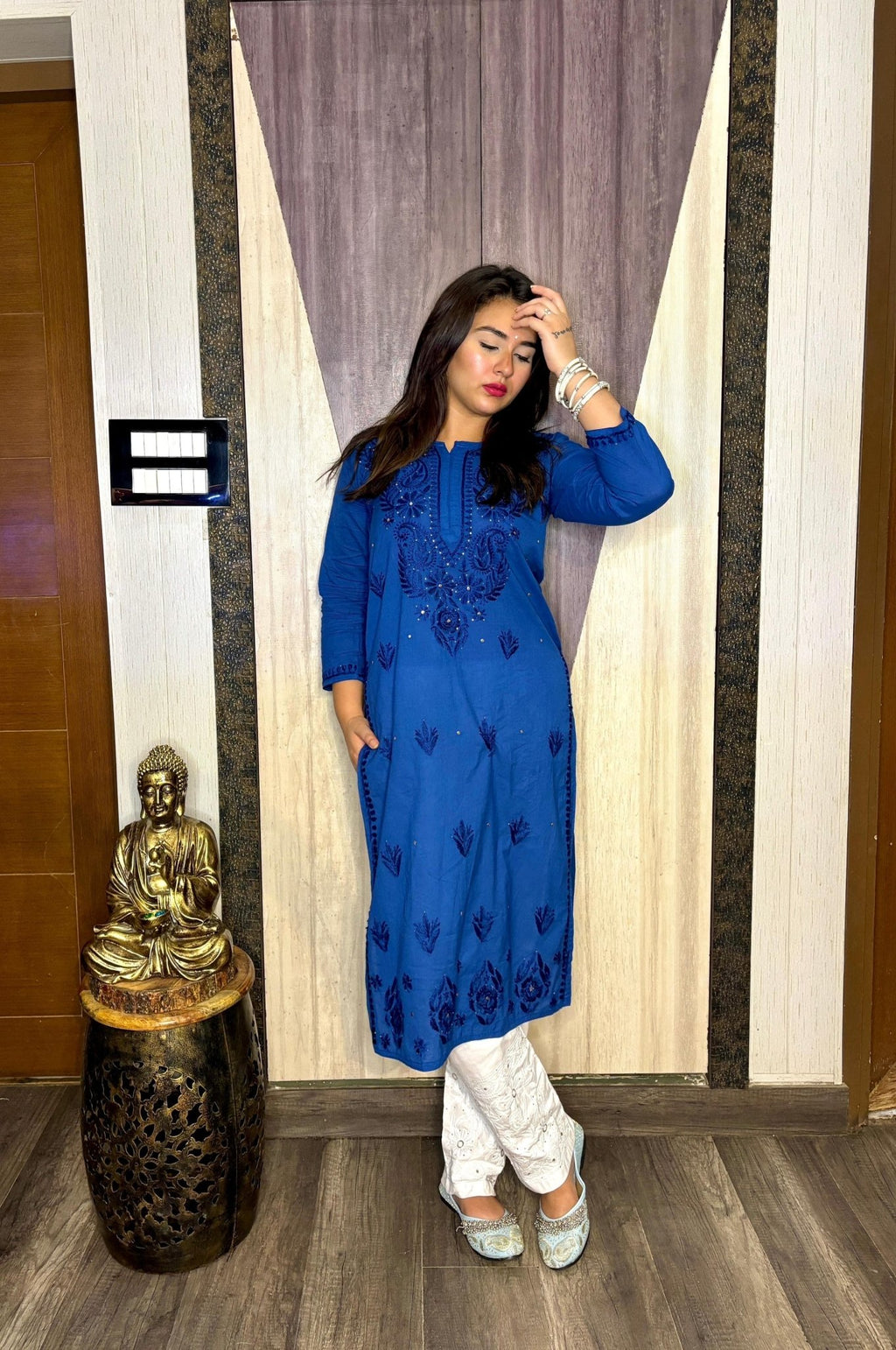 Beguiling Designer Chikankari Work Party Wear Kurta Dress