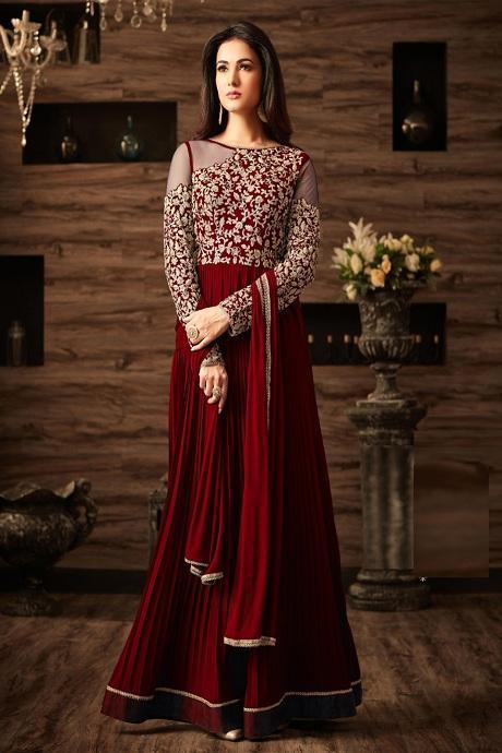 Audacious Red Color Party Wear Anarkali Gown