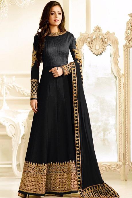 Beatific Black Color Anarkali Party Wear Online Gown In Low Rate