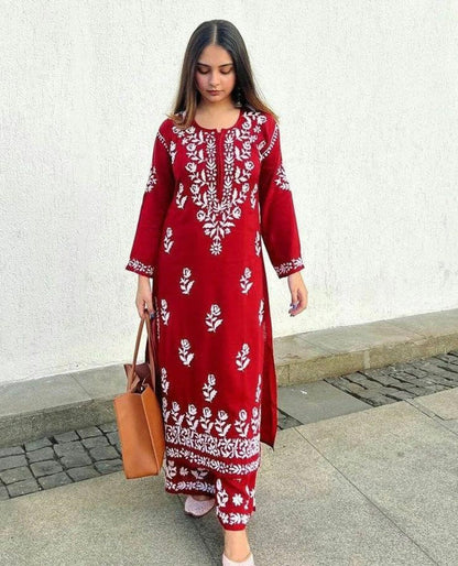 Party Wear Maroon Color Designer Kurta Dress For Girls