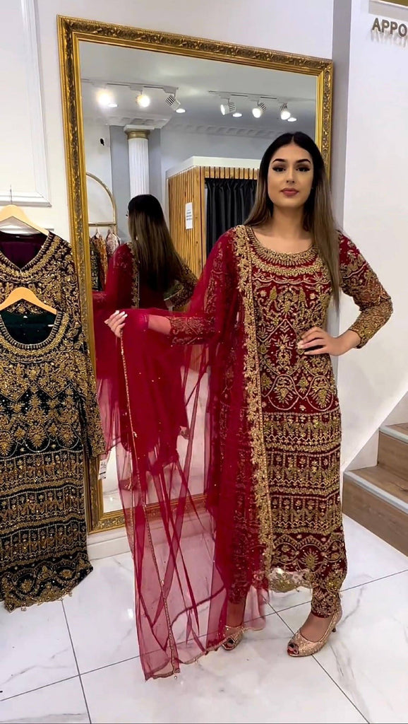 Bollywood Style Maroon Color Dress In Low Rate