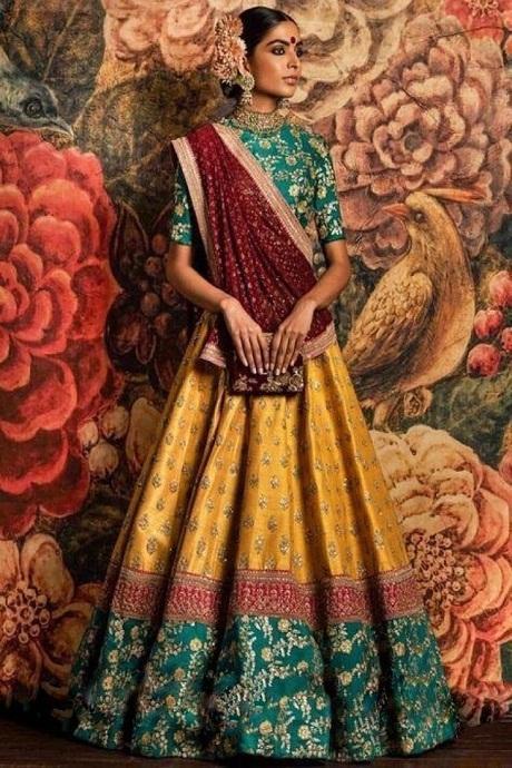 Women Satin Silk Firozi Designer Sabyasachi Lehenga Design 2024