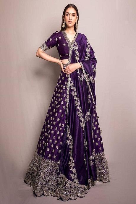 Latest Party Wear Purple Lehenga Choli Design For Girls