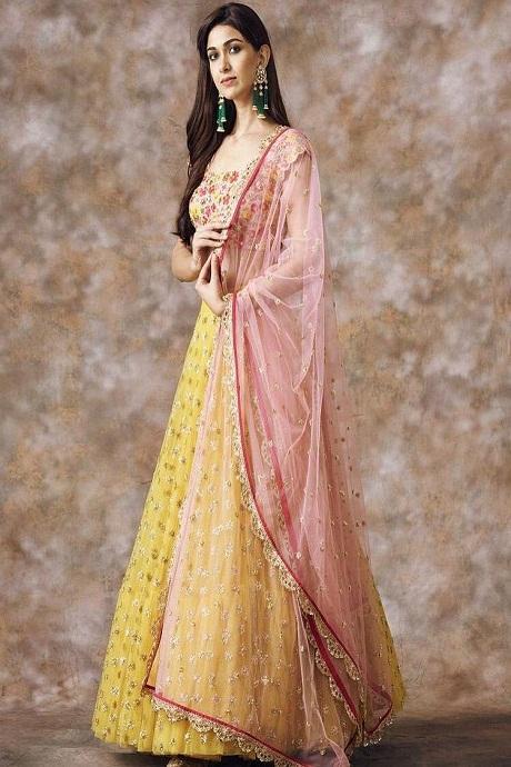 Enchanting Designer Yellow Color Party Wear Lehenga Design For Bride