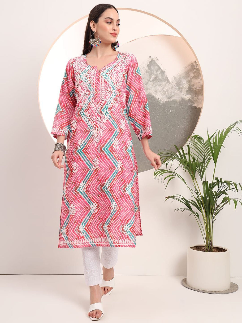 Pink Color Party Wear Chikankari Work Dress Design