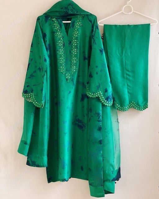 Green Color Printed Party Wear Online Gown For Girls