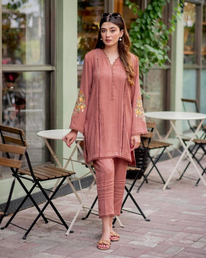 Peach Color Party Wear Best Chikankari Work Kurta Designs