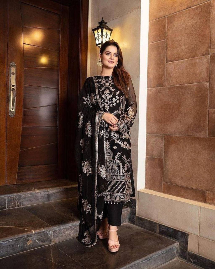 Silk Heavy  Black Color Kurti Pant Collection 2025