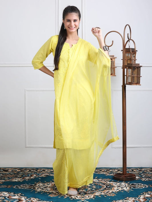 Chikankari Work Designer Yellow Color Salwar Design