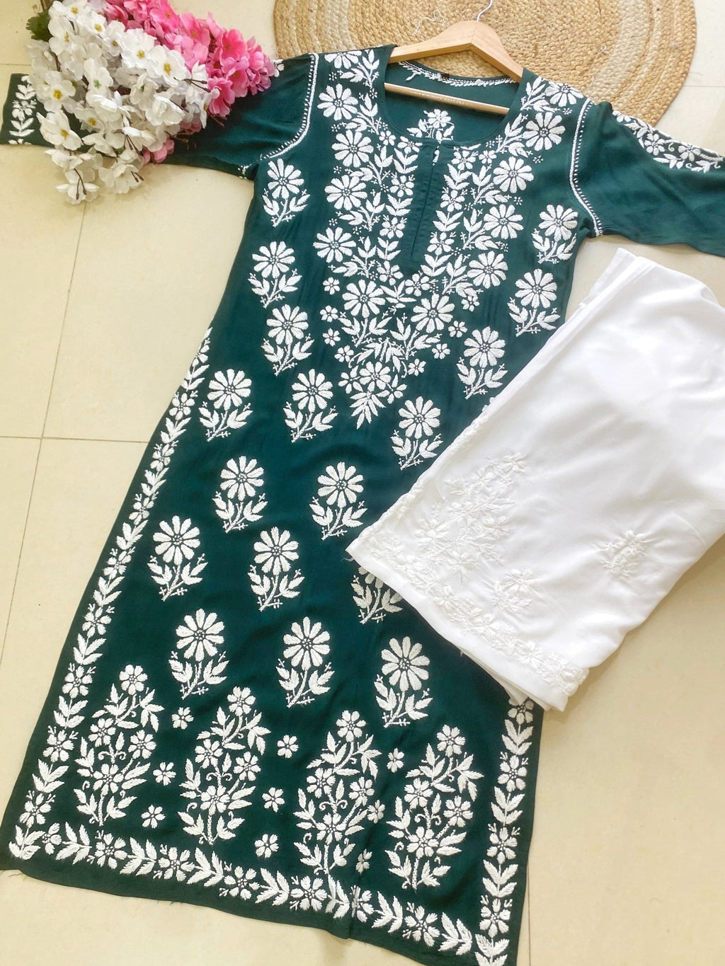 Divine Two Color Chikankari Dress Design