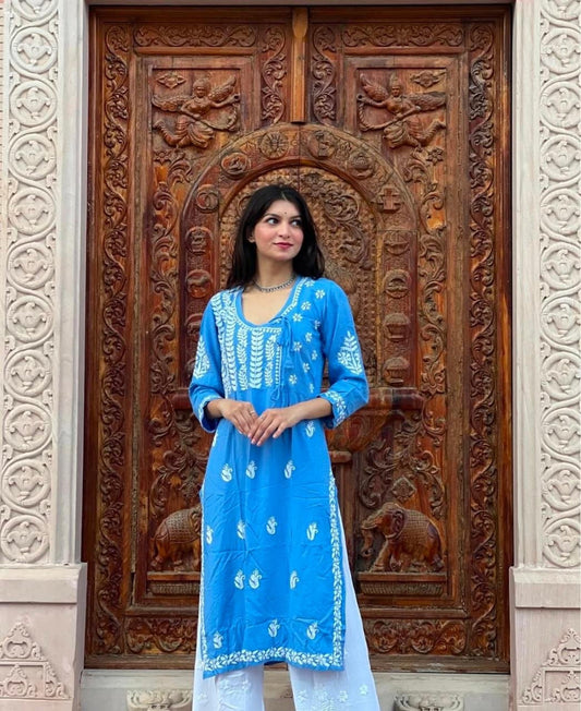 Cherubic Blue Silk Online Salwar Dress For Girls