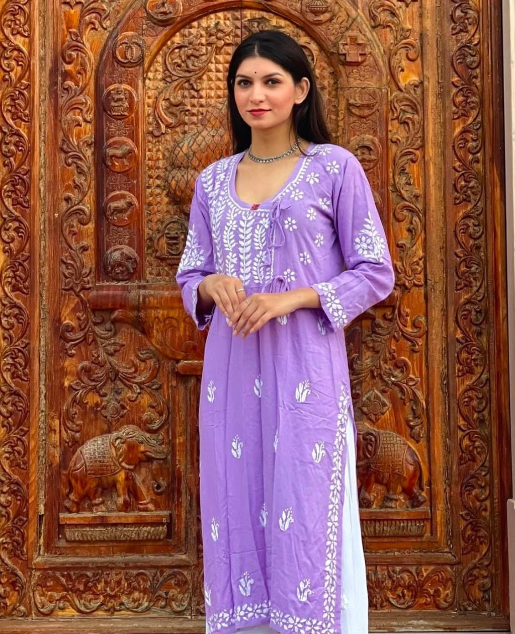 Purple Soft Silk Embroidery Work Dress For Girls & Women