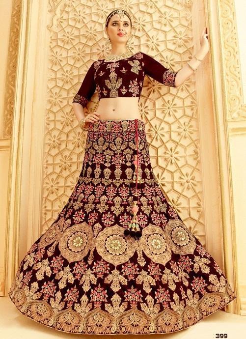 Audacious Silk Designer Maroon Lehenga Choli Designs